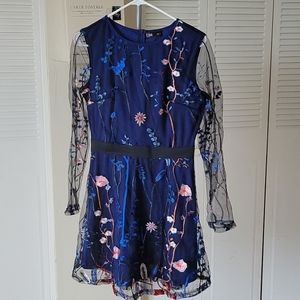 CBR Woman's Blue Dress Flower Embroidery Size L